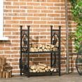 thumbnail image 2 of Outsunny 2-Tier Firewood Rack with 4 Tools and Hooks, Log Holder, Black, 2 of 10