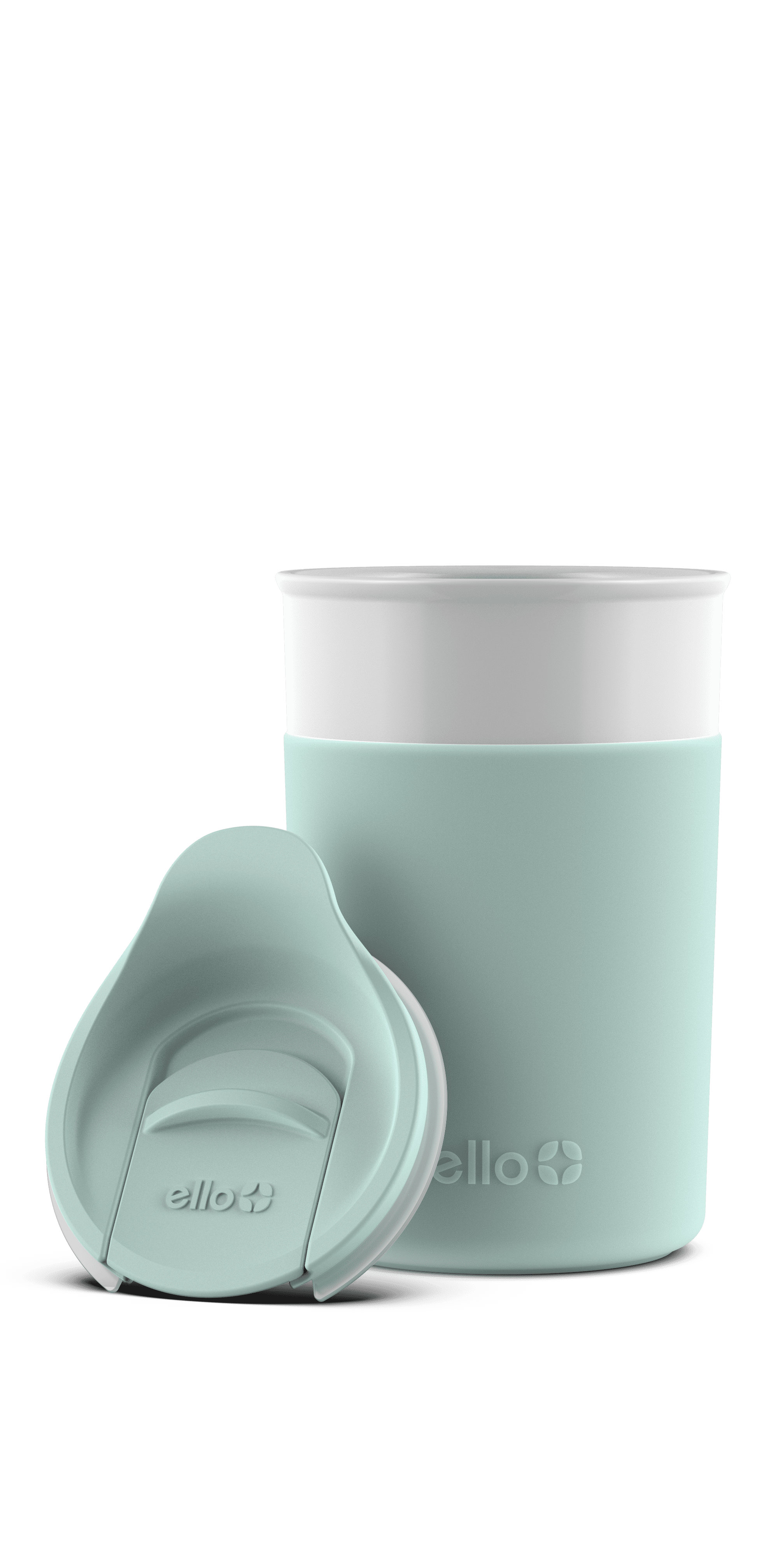 Ello Coffee Tea Drink Travel Mug Cup Gray Stripes Ceramic Tumbler