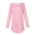 thumbnail image 4 of Scyoekwg Womens Lghtweight Casual Dressy Blouses Classic Solid Color Crew Neck Long Sleeve Tshirt Loose Comfy Basic Tops Pullover (Pink,XL), 4 of 5