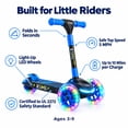 thumbnail image 3 of KIMI 2026 Kids Electric Scooter, UL 2272 Certified Safe Christmas Gift, 3-Wheel Foldable, Light-Up LED Wheels, 5 MPH, Ages 2-12, Blue, 3 of 11