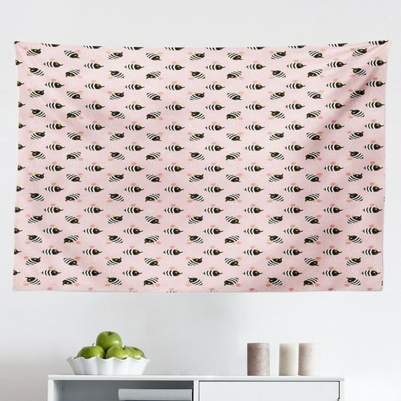 Scandinavian Tapestry, Mountains Trees Pattern with Geometric Shapes Colorful Landscape Composition, Fabric Wall Hanging Decor for Bedroom Living Room Dorm, 2 Sizes, Multicolor, by Ambesonne
