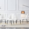 thumbnail image 4 of Sumdeal PU Leather Dining Chairs with Black Metal Legs (Kitchen, Bedroom, Office)，Set of 4，White, 4 of 6
