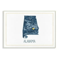 The Stupell Home Decor Alabama Minimal Blue Marbled Paper Silhouette Wall Plaque Art