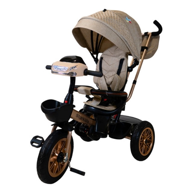 Triciclo Infantil Starkids Sk5548 Bicicleta Con Luz De Lujo Beige