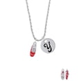 thumbnail image 2 of Delight Jewelry Silvertone 3-D Red Running Shoe Silvertone Script Initial Disc - Y - Charm Necklace, 20"+3", 2 of 4