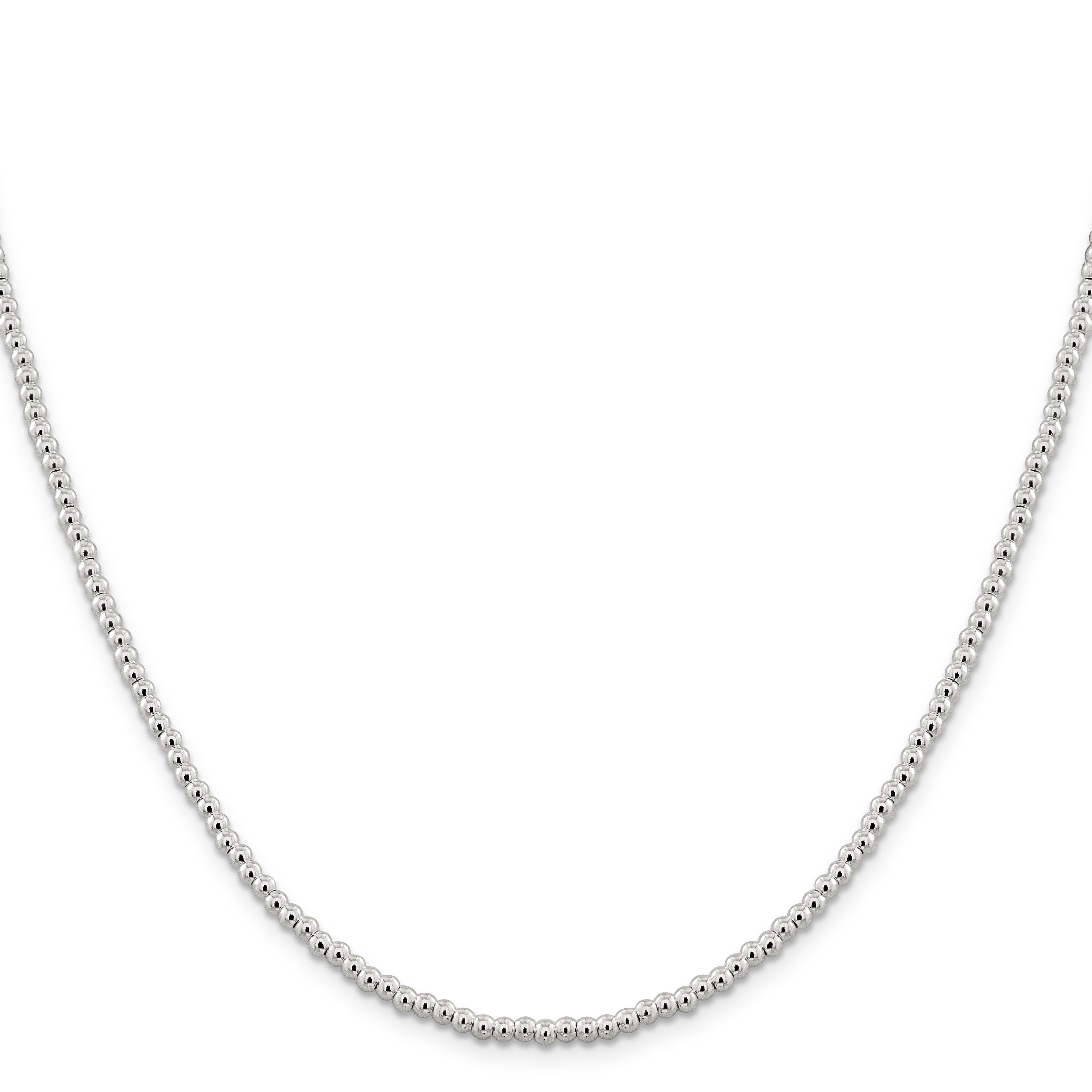 Sterling Silver 3mm Beads On Link Box Chain Necklace 16 Pendant Charm Ball  Beadsed: 16789893873715