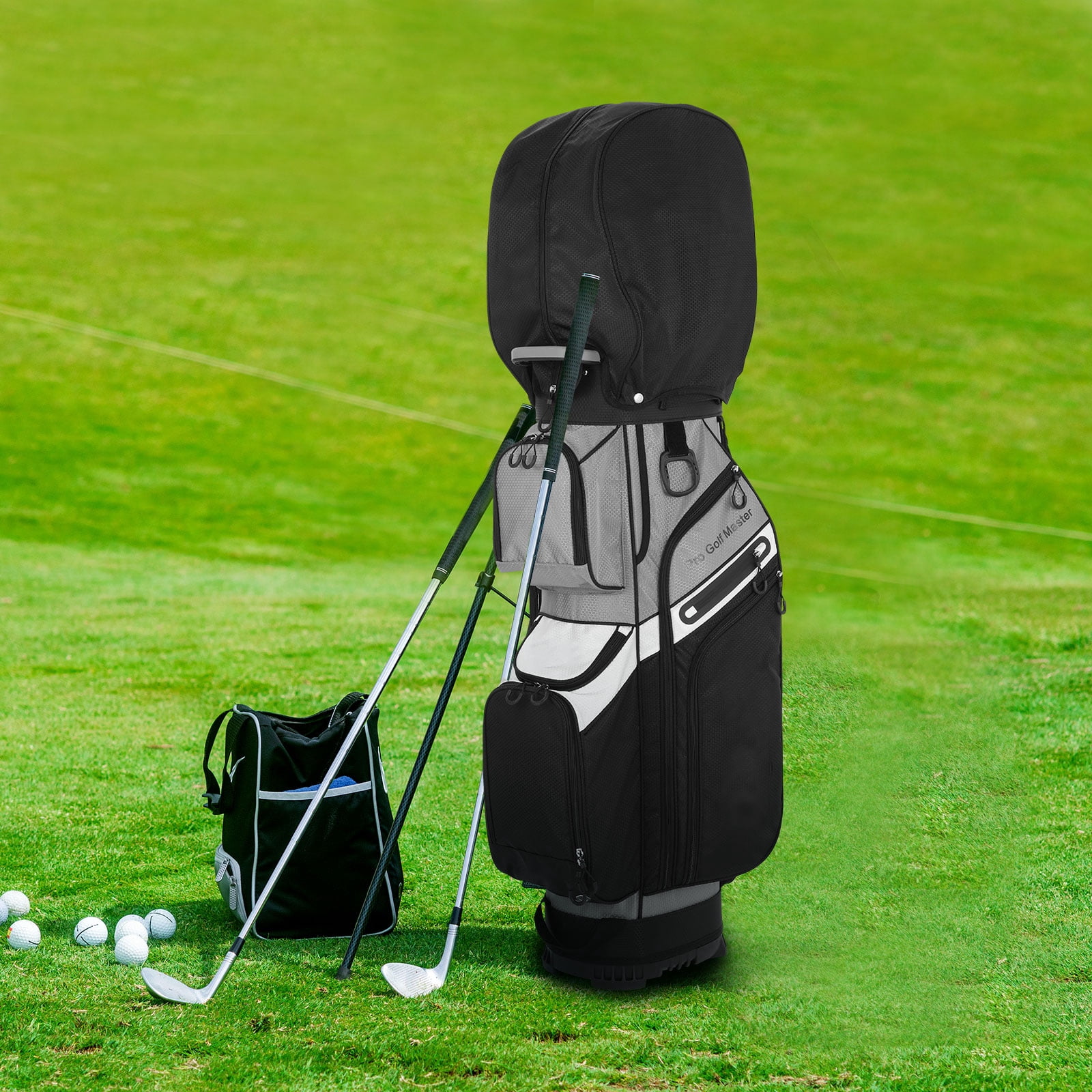 LIOOBO Golf Cart Bag with 14 Way Organizer Waterproof Black Nylon for Organized Club Storage