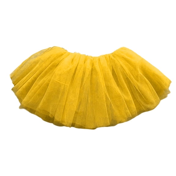 KHONTS Girls 4 Layer Short Ballet Tulle Tutu Skirt Dance Layer Skirt Party Dress Up,Size 3-11 Years Yellow 140