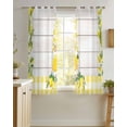 thumbnail image 4 of Lemon Gnomes Sheer Curtains 45 Inch Length 2 Panels Set for Living Room/Bedroom, Summer Country Yellow Fruit Wooden Plaid Kitchen Curtains Grommet Semi-Sheer Curtains Window Treatments 42"x45"x2, 4 of 7