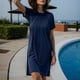 thumbnail image 5 of mfyjkho Vestidos de verano para mujer, Vestido informal de encaje con cuello redondo y manga corta para mujer, color liso y doblado Vestidos de fiesta para mujer m, 5 of 9