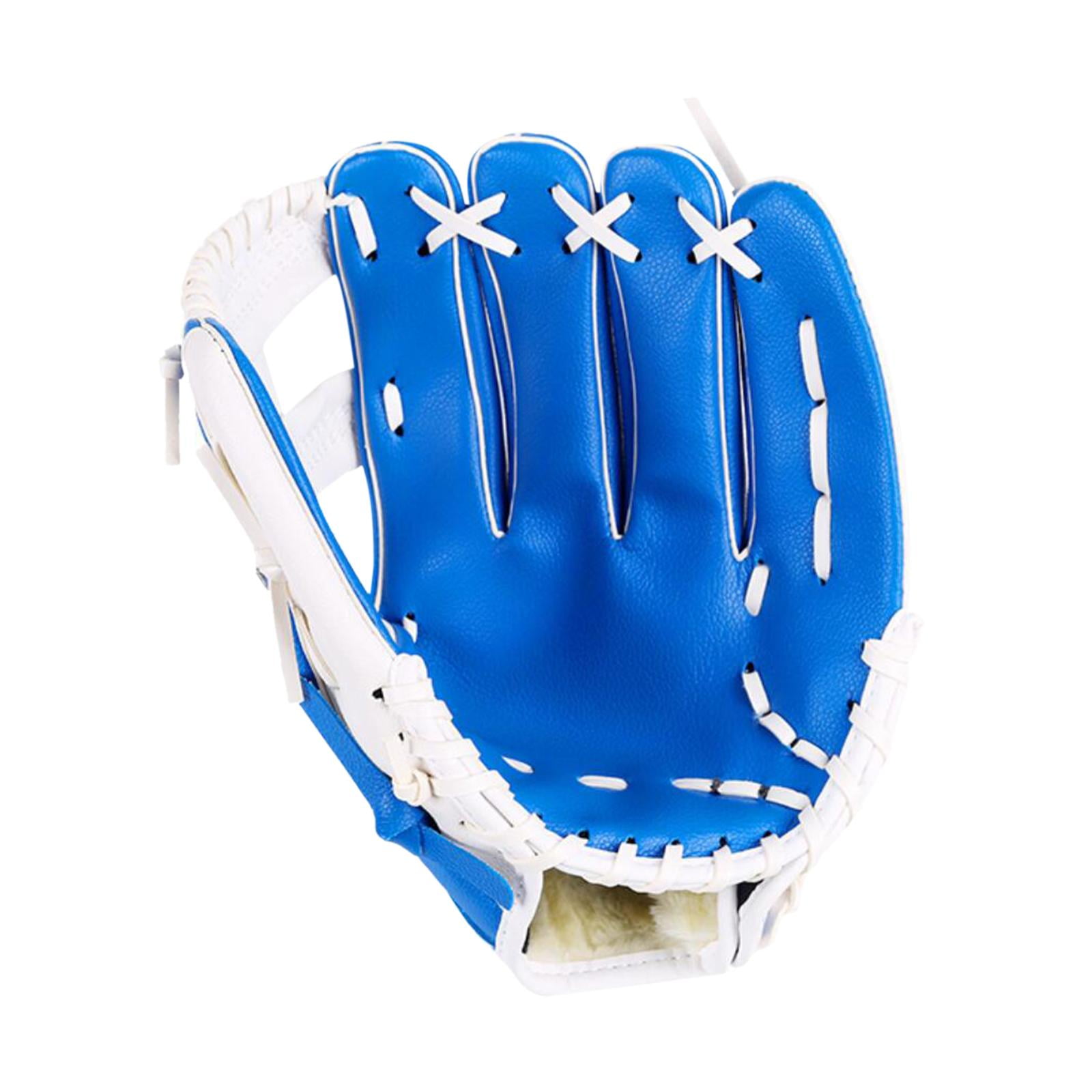 blue and white softball glove