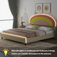 thumbnail image 2 of Bellemave Full Size Upholstered Platform Bed with Rainbow Shape Headboard and Lights Wooden Low Platform Bed Full LED Princess Bed Frame with Height-Adjustable Headboard for Girls, Beige, 2 of 11