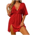 thumbnail image 2 of XiYing Robes pour Femmes Grande Taille, Robe de Plage Décontractée Ample pour Femmes, Design à Taille Fluide à Manches Courtes avec Lien au Dos, Couvre-Bikini de Vacances, S-TTG,, 2 of 7