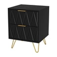 thumbnail image 3 of Hommoo 2 Drawers Nightstand Set, Modern Bedside Table Set with Metal Leg, Accent End Side Table for Living Room & Bedroom, Black, 3 of 7