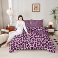 thumbnail image 4 of Homewish Cheetah Print 3 Pieces Queen Comforter Set for Female Men Adults,Animal Leopard Print Ultra Soft Bedding Sets,Black Pink Bedding Comforter Set Breathable,Lightweight Room Decor,Reversible, 4 of 8