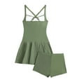 thumbnail image 7 of MIXUE Swim Suits for Women Solid Color Two Piece Split Skirt Style Shorts Two Piece Set Swimwears Bathing Suits,Green,L, 7 of 7