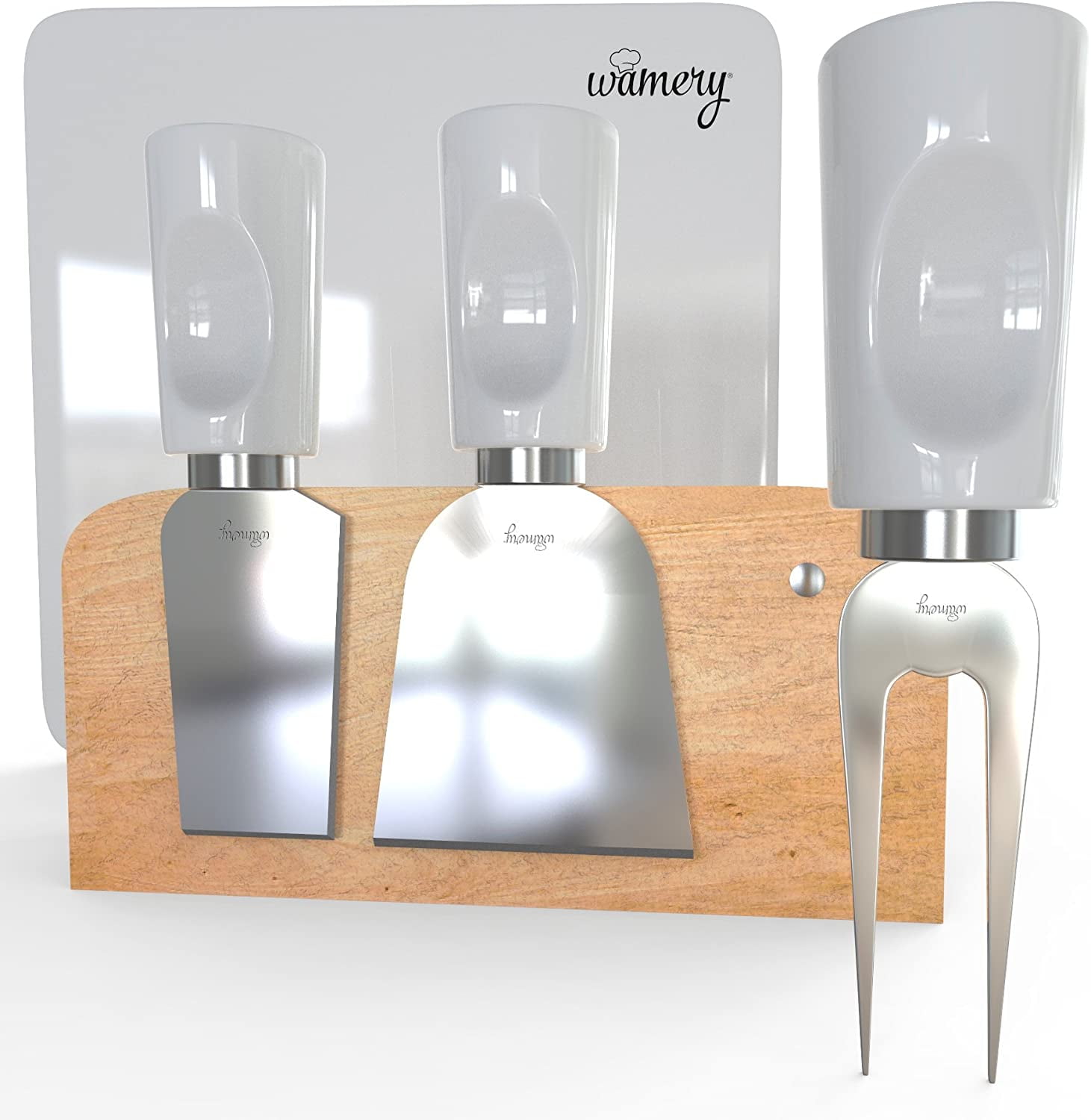 Wamery Cheese Knife Set with Ceramic Cheese Board and Knife