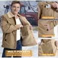 thumbnail image 6 of MANSDOUR Men's Winter Fleece lined Jacket Cotton Warm Sherpa Cargo Jackets Thermal Lapel Trucker Work Coat Khaki L, 6 of 7