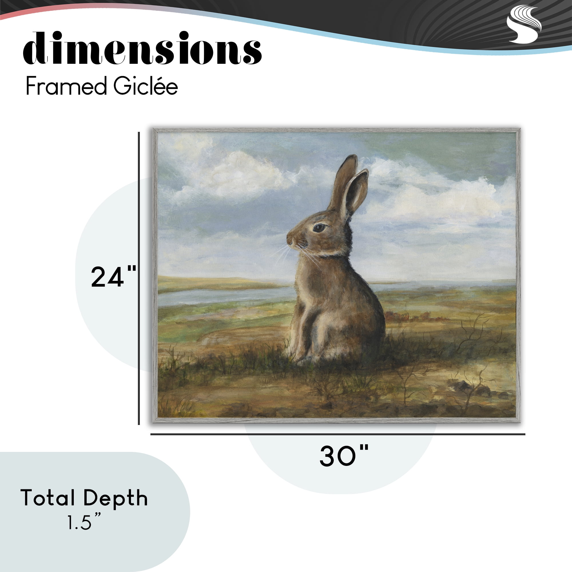 Stupell Industries Classic Rabbit in Countryside Gray Framed Giclee Art, design by Michael Willett