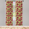 thumbnail image 4 of Ambesonne Flower Window Curtains, Gladiolus Pattern, Each 28" W x 84" L, Yellow Coral and Green, 4 of 4