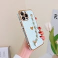 thumbnail image 5 of Dteck For iPhone 11 Pro Hybrid Shockproof Plating Heart Patterned Lens Protector with Wristband Case Cover,Mint, 5 of 5