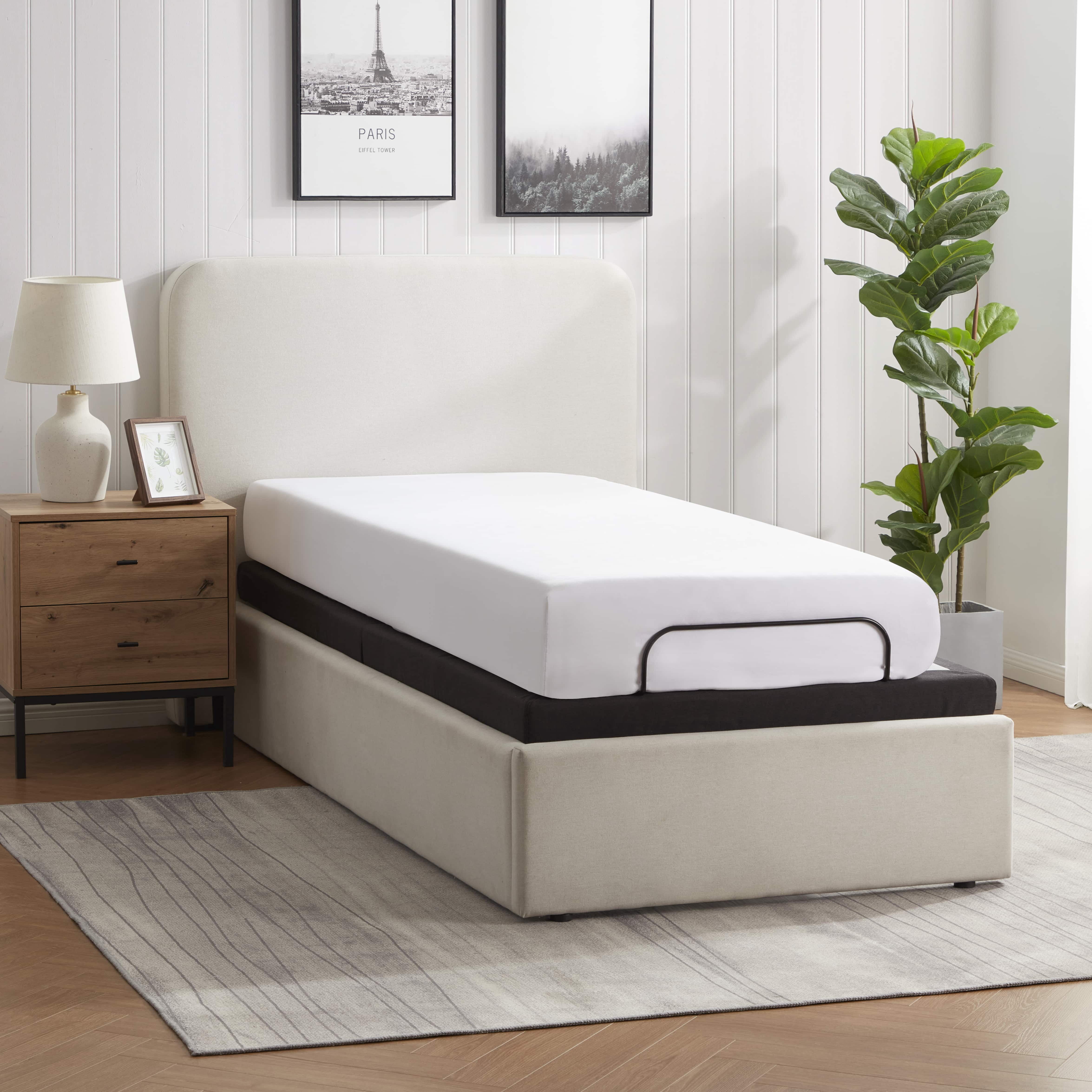 Lammaloe Electric Twin XL Adjustable Bed Frame with Massage Feature and Wireless Remote, Zero Gravity Metal Adjustable Bed Base with 14" Storage, USB Ports, LED Lights