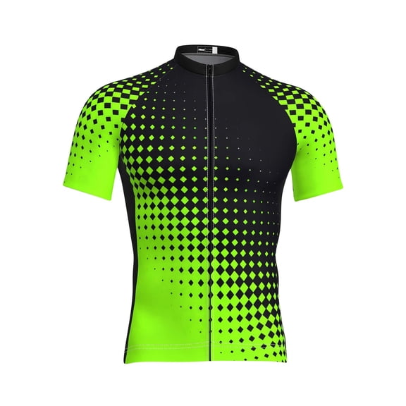 Yuanlook Men's Basic Swirl Streak Zip Collar Short Sleeve Cycling Top, Soft Quick Dry Athletic Jersey for All Day Outdoor Cycling Activity S-5XL