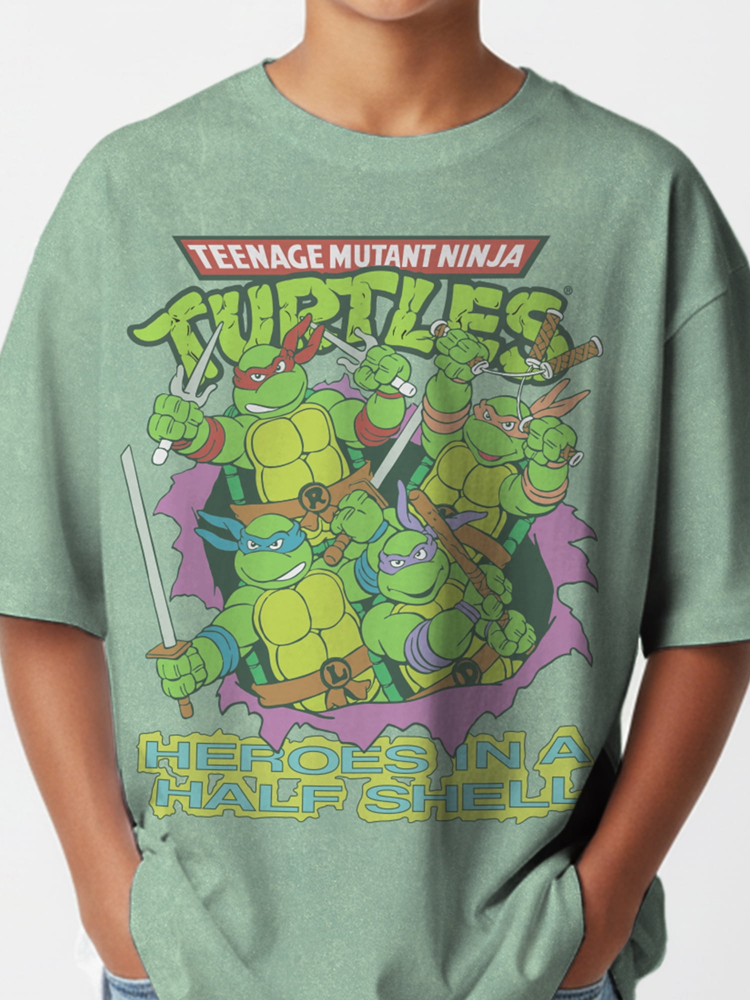 Teenage Mutant Ninja Turtles Boys Half Shell Heroes Mineral Wash Graphic T-Shirt, Sizes XS-XXL