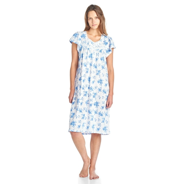Casual Nights Women's Cotton Short Sleeve Sleep Dress Nightshirt ...
