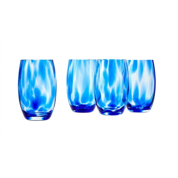 Blue Rose Pottery Cobalt Confetti 18 oz Water Glasses (Set of 4)