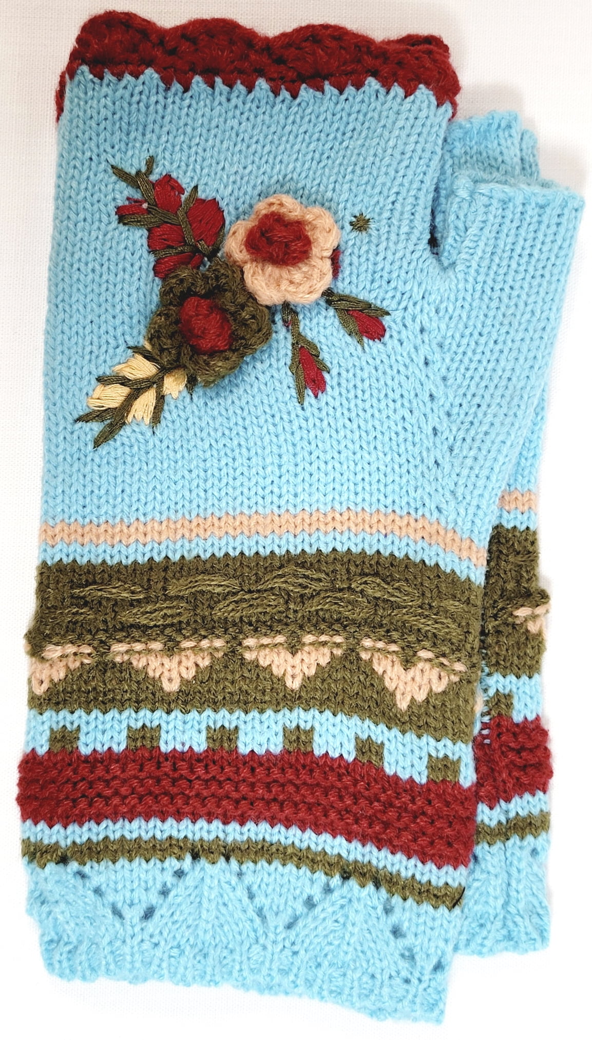 Press On Nails and Fingerless Glove Gift Set -Turquoise Red