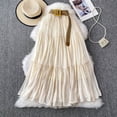thumbnail image 7 of HOXZODT Women’s High Waist Tiered Maxi Skirt Casual Long Skirt with Belt, Beige, 7 of 7