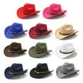 thumbnail image 2 of Western Cowboy  Cowgirl Hat Felt Wide Brim Women Men Fedora Hats, 2 of 5