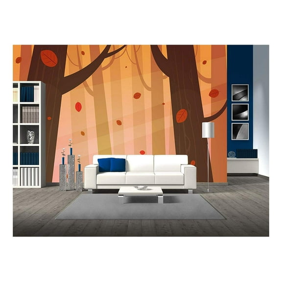 wall26 - Vector - Autumn Forest - Removable Wall Mural | Self-Adhesive Large Wallpaper - 100x144 inches