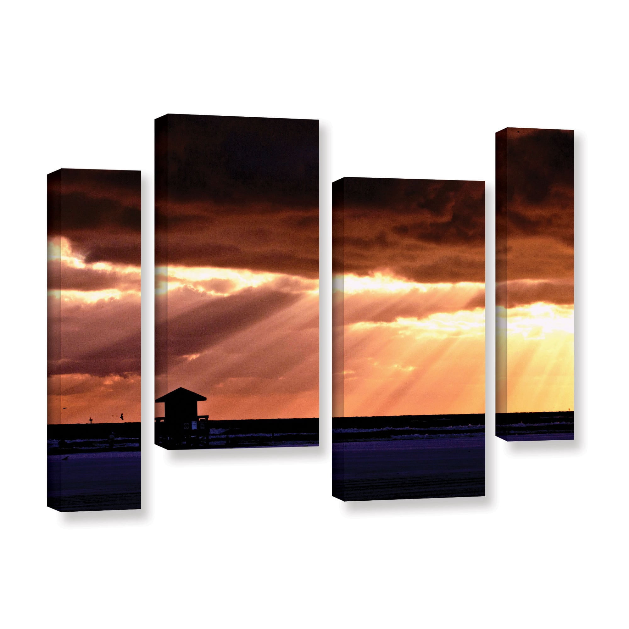 ArtWall Lindsey Janich "Sunset 1" 4-Piece Gallery-Wrapped Canvas Staggered Set