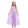 thumbnail image 1 of TiaoBug Combinaison à Paillettes pour Filles Sans Manches, Barboteuses, Robe Maxi en Mousseline, Salopettes, Combinaisons pour 7-14 Ans, Violet 12, 1 of 6