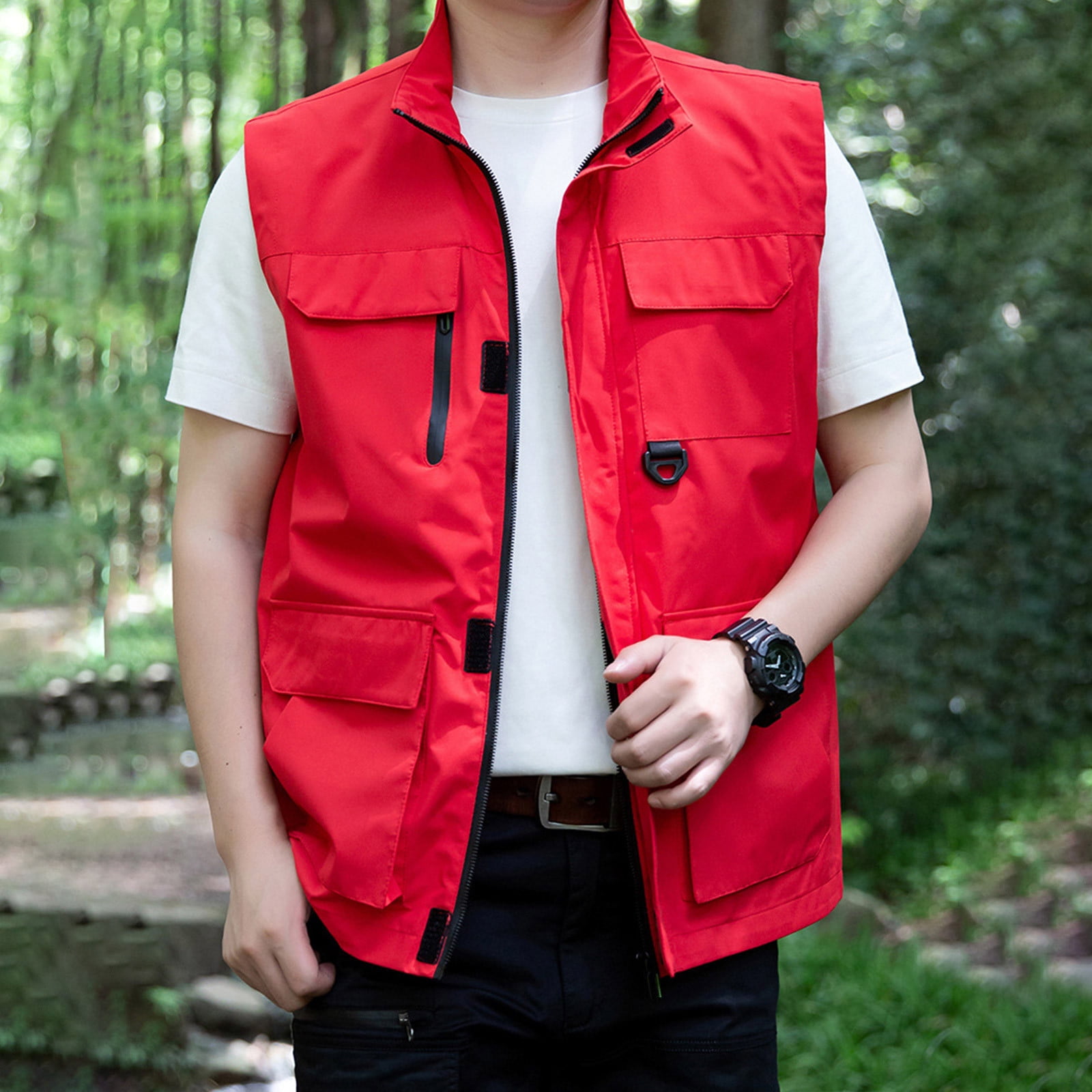 Wyongtao Black and Friday Deals Men's Fishing Vest Quick-drying Summer  Outdoor Lightweight Work Photo Vest with Pockets Red XXXXXL