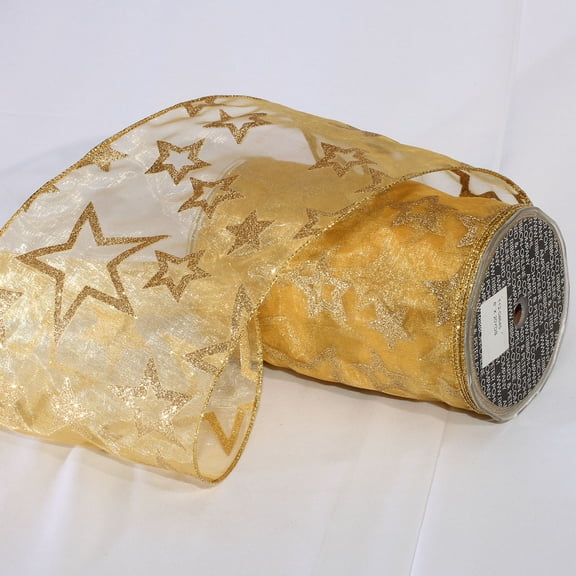The Ribbon People Gold Colored Shimmering Super Star Wired Craft Ribbon 6" x 20 Yards