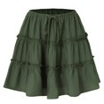 thumbnail image 1 of Jupe Courte Évasée Florale pour Femmes, Mignonne, Taille Haute, à Volants, Mini Jupe de Plage Verte P, 1 of 8