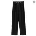 thumbnail image 1 of Minnieouse Pantalones de mujer Primavera Casual Suelto Cintura alta Pierna ancha Pantalón largo, Negro, M Prendas para la parte inferior del cuerpo negro S, 1 of 6
