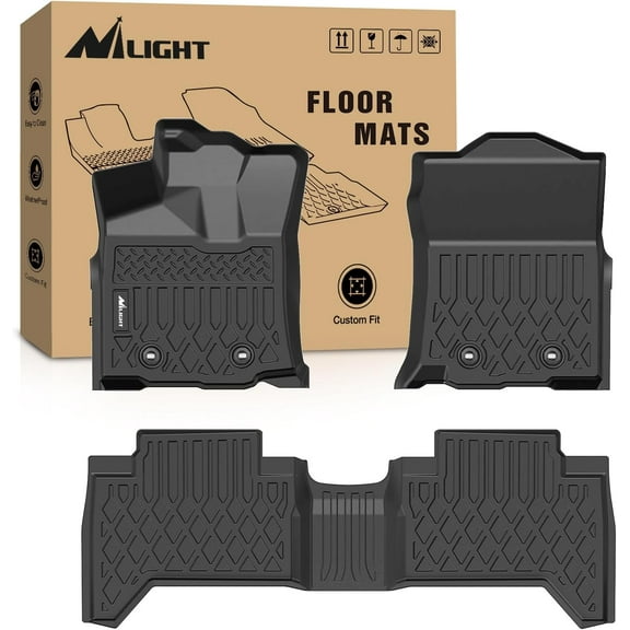 Nilight TPE Floor Mats for Toyota Tacoma Double Cab 2018 2019 2020 2021 2022 2023,All Weather Custom Fit Heavy Duty Floor Liners,Black