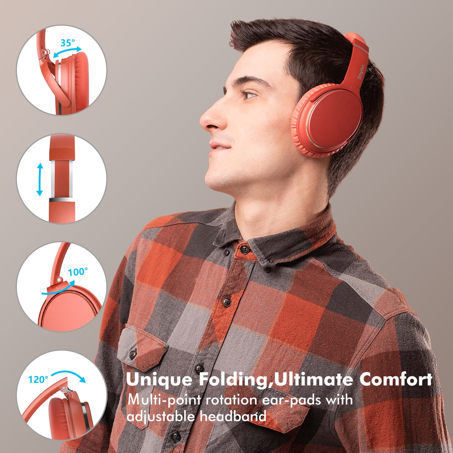 Srhythm NiceComfort 25 Adaptive Hybrid Noise Cancelling Headphones Wireless,with Spatial Audio,ENC,Low Latency Game Mode
