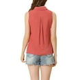 thumbnail image 4 of MODA NOVA Junior's Single Breasted Point Collar Sleeveless Shirt, 4 of 7