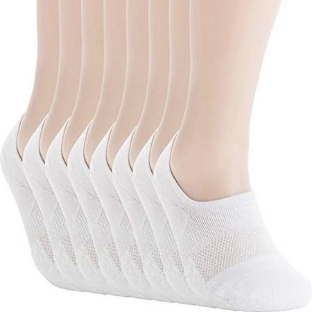 

Pro Mountain No Show Socks For Women Cotton Cushion Footies Liner S M L XL Sneakers Sports Workout Gym Loafer Footies Flats Men 11-13 White 8 Pack