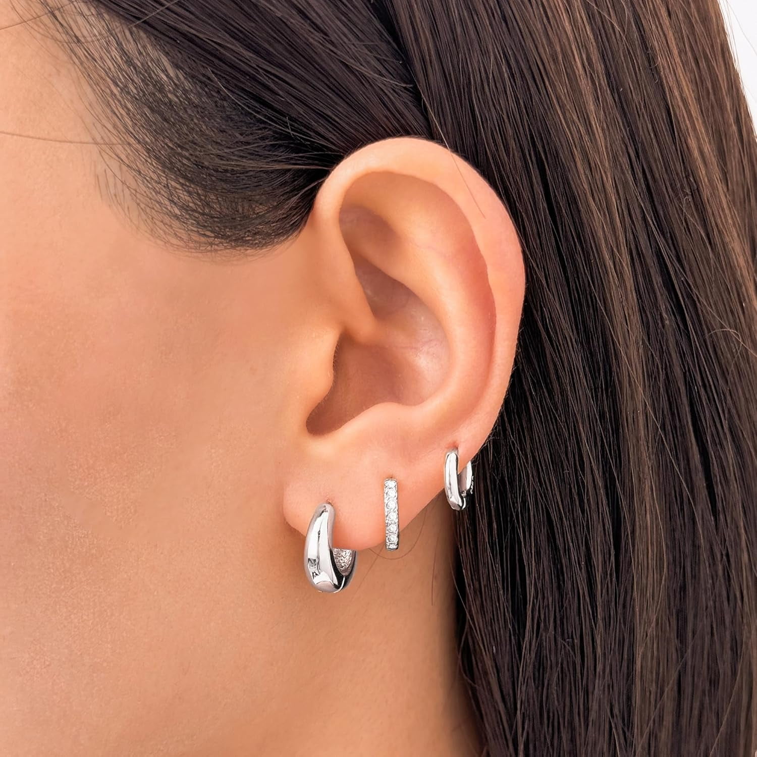 Stackable Chunky Hoop Earrings Small Gold Hoop Earrings Set - 14K Gold ...