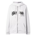 thumbnail image 2 of Conairie Long Sleeve Sweatshirt For Men Zip Up Hoodies Hop Goth Print Street Fashion Unisex Drawstring Sweat Jacket Tops Clothes With Pocket White XXL, 2 of 4