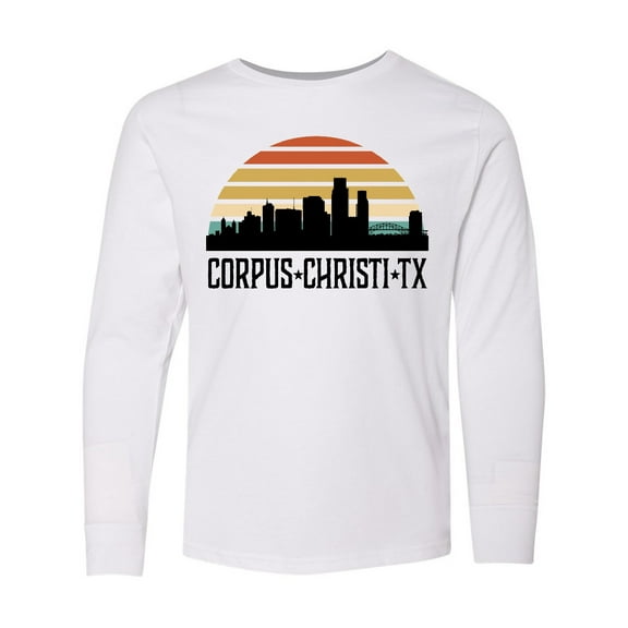 Inktastic Corpus Christi Texas Skyline Retro Long Sleeve Youth T-Shirt