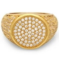 thumbnail image 3 of Hip Hop 14k Gold Plated Iced Out CZ Bling 17.5mm Round Top Pinky Ring, Size 9.5, 3 of 7