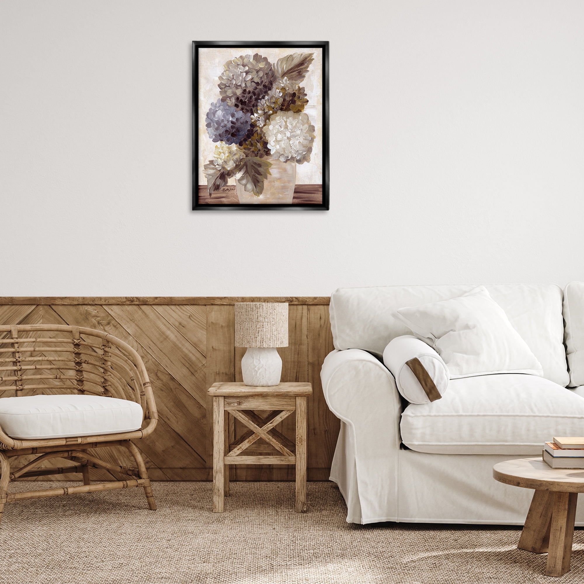 Stupell Industries Full Hydrangea Blooms Botanical & Floral Painting Black Floater Framed Art Print Wall Art, 25 x 31