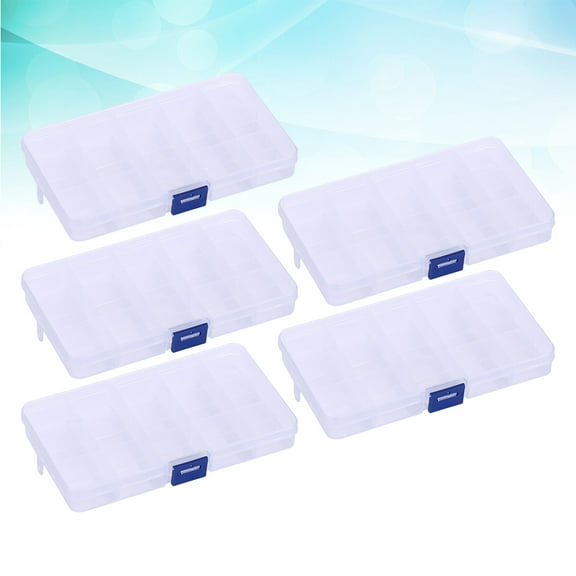 FOMIYES 5Pcs Simple Design Rectangular Plastic Divider Box for Bead Storage